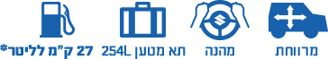 מרווחת, מהנה, תא מטען בנפח 254 ליטר, 27 קילומטר לליטר